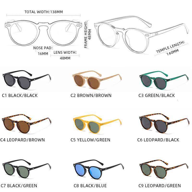 Retro Round Sunglasses Men Women Fashion Small Polarized Sun Glasses For Male Female Literary Vintage Shades Driving Eyeglasses 26Y0330