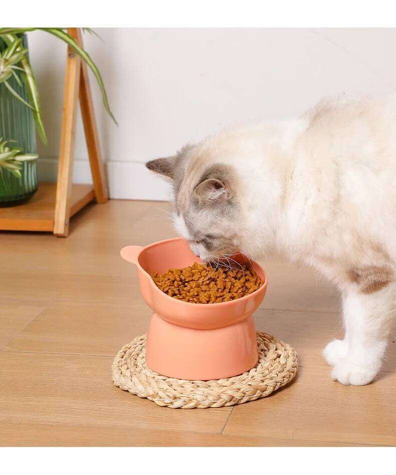 1pc dog neck protection, food tilted high footed cat bowl, cartoon anti spill pet bowl 26W0330