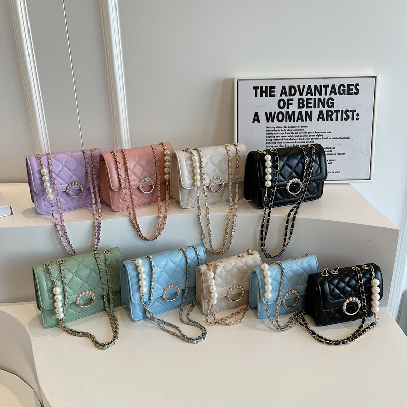 Free Shipping High Value Summer mini 2026 new trendy pearl chain bag for women, versatile white shoulder crossbody bag, cross-border