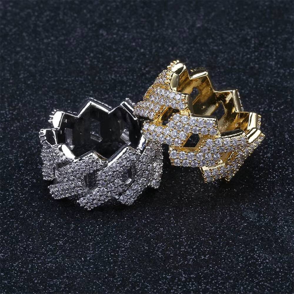 Hip-hop Ice Rhombus Design Men's Claw-set 925 Sterling Silver Full VVS Moissanite Ring Engagement Ring