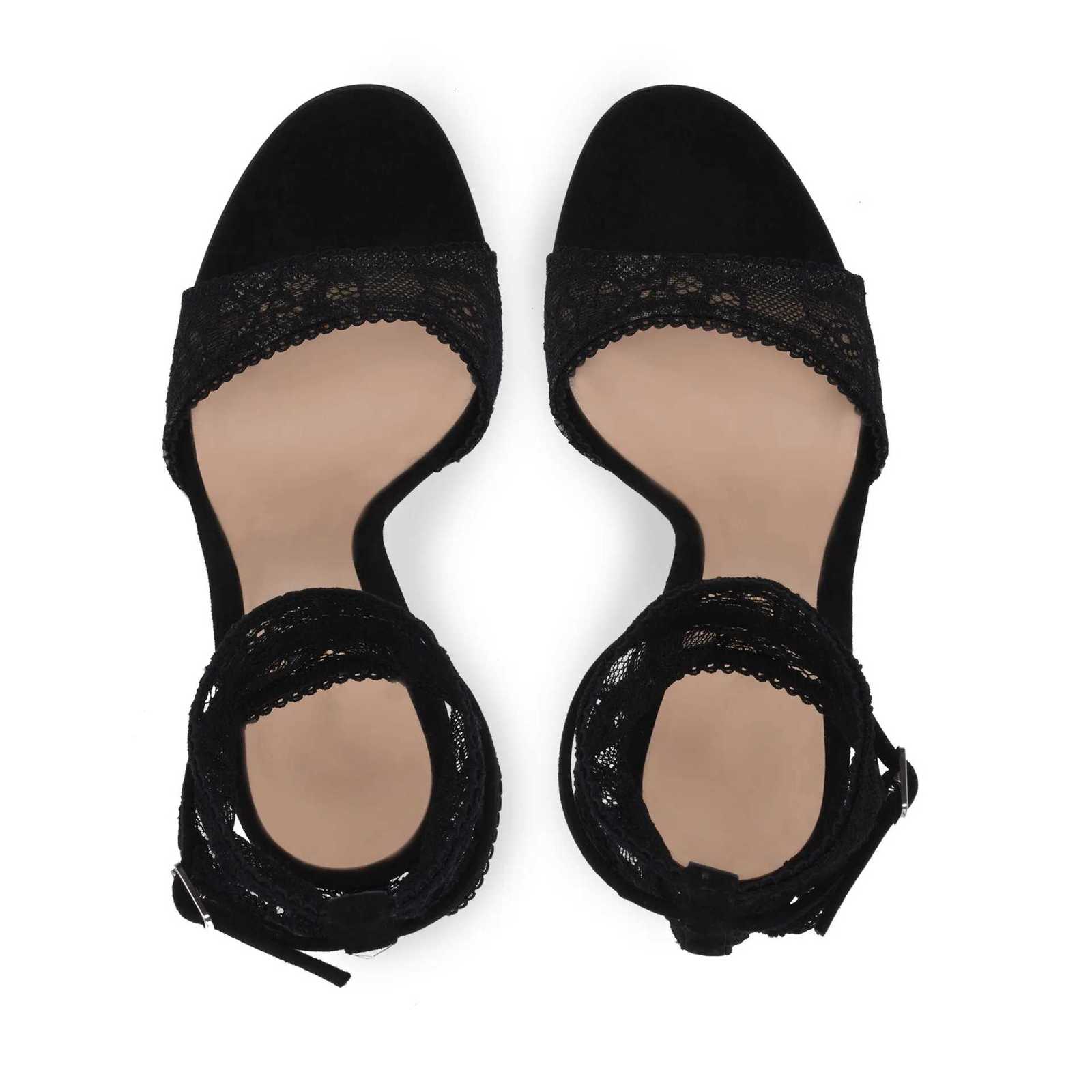 Summer new round toe lace mesh ankle wristband sandals thin high heel banquet dress customized large size womens shoes Z260330