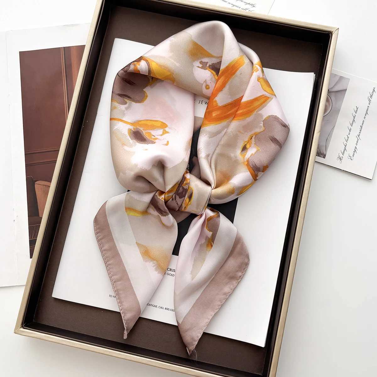 7070cm Silk Square Scarf Wen Fashion Korean Version Fruit Print Neck Ties Fem Foard Bandana Hijab Scarf Neckerchief X260328