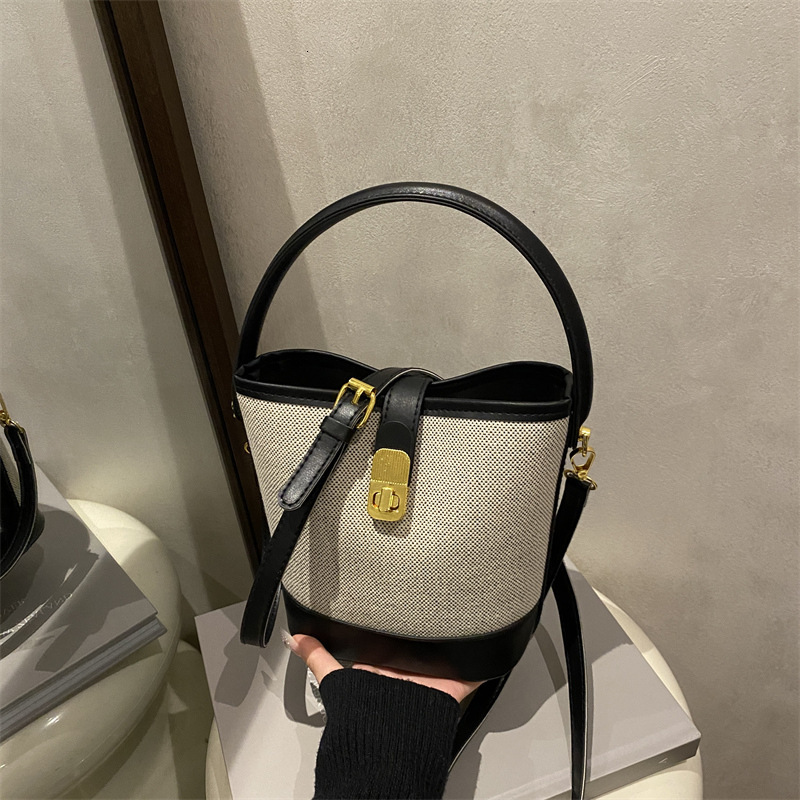 Free Shipping High Value 2026 New Trendy Fashion Handheld Bucket Niche Design Color-Block Patchwork Single Shoulder Crossbody Bag