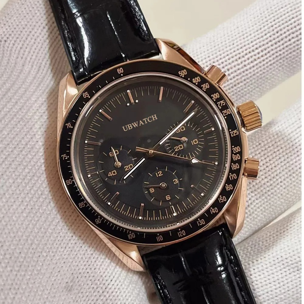 42MM Luminous Quartz Chronograph Movement Sport Mens Watches Battery Power Staineless Steel Working Subdials Men's Wristwatches With Nylon Strap