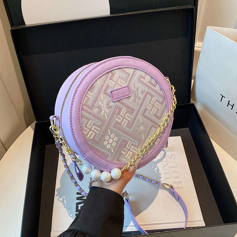 High-End Light Luxury Small Round For Women 2026 Spring Summer Versatile Stylish New Chinese Style Chain Shoulder Crossbody Bag Chinese Embroidery Fas
