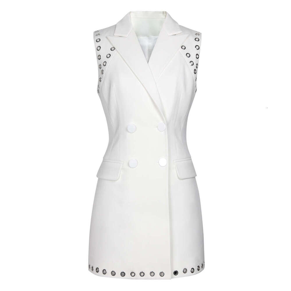 Summer new designer fashionable high-end perforated sleeveless A9 slim fit elegant commuting suit dress