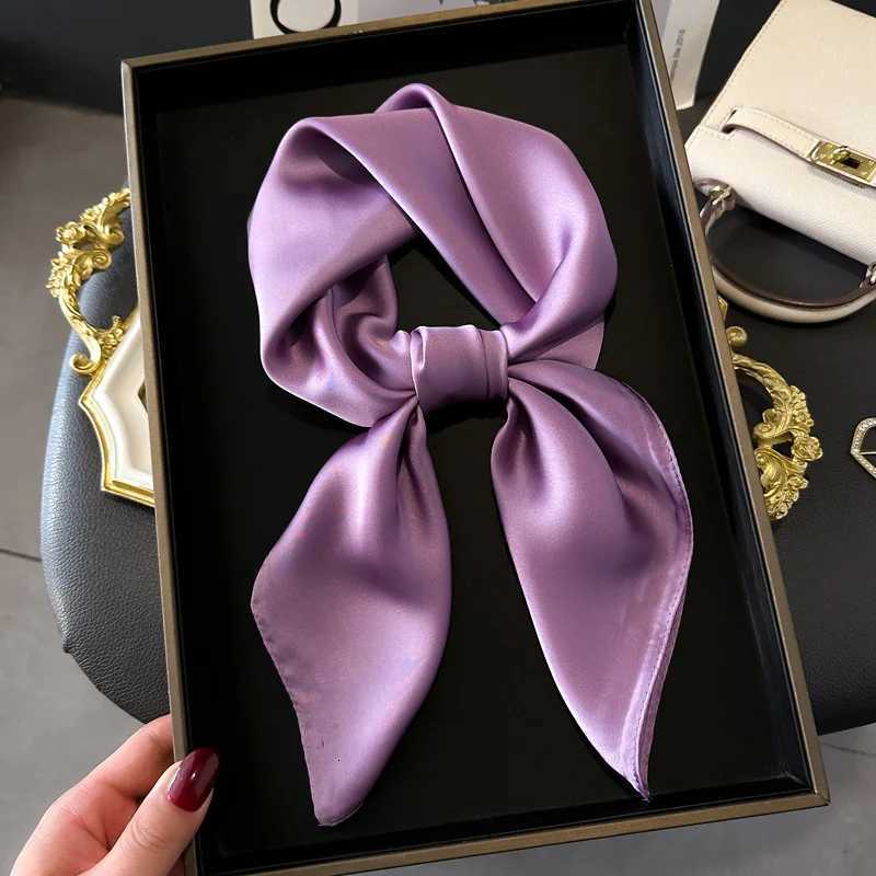 70cm Solid Neckerchief Hijab Scarf For Wen Silk Satin band Hair Scarves Fem Square Shawls Scarfs For Ladies X2603281