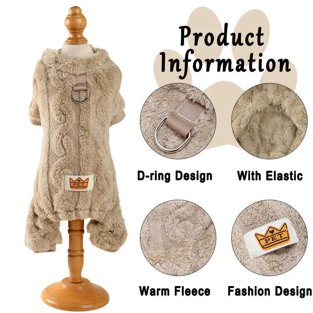 Pet Jumpsuit for Small Medium Dogs Cats Winter Warm Fleece Dog Clothes Yorkshire Jacket Outfits French Bulldog Pug Clothing