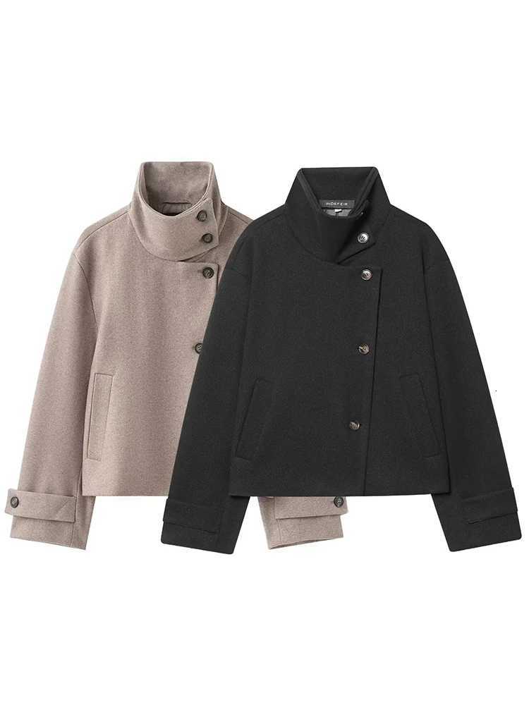 HH Spring Elegant Women Stand Collar Jacket 2026 Long Sleeve Pocket Button Single Breasted Loose Coat Female High Street OutwearT260328