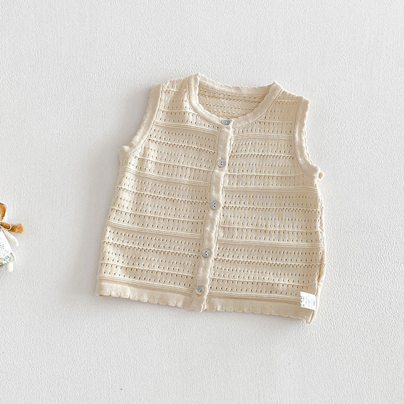 New Knitted Vest Set for Infants and Young Children, Summer Thin Women's Baby Top and Short Skirt Two Piece Set