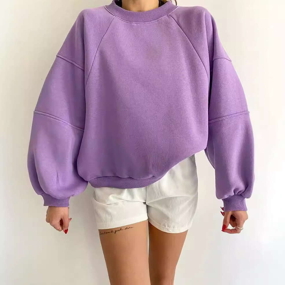 2026 European and American cross-border new style round-neck patchwork long-sleeve solid color basic versatile sweatshirt