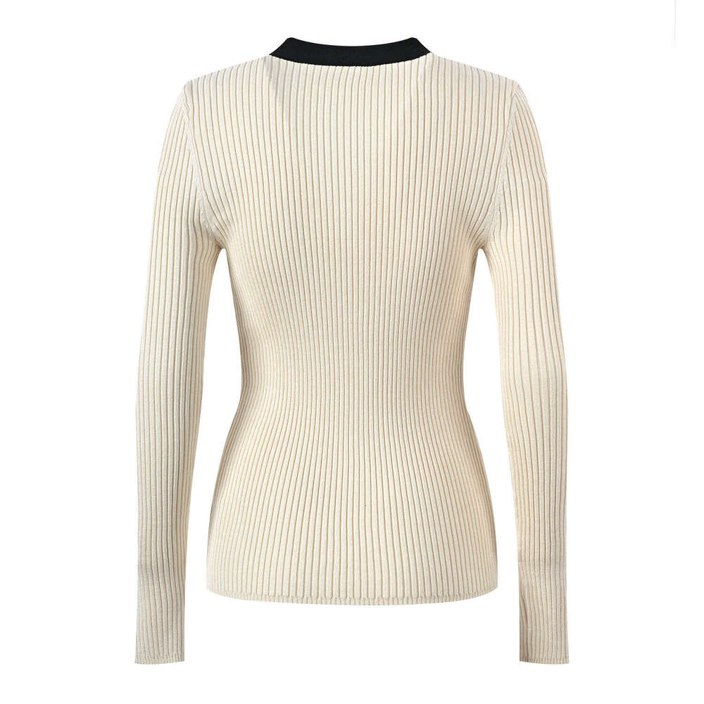 2026 FC Spring New Designer Women's Fashion k30 Small Fragrant Style Color blocked V-neck Slimming Top