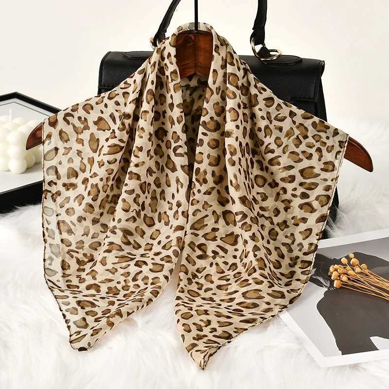 6060cm Small Square Scarf Wen Chiffon Neckerchief Fashion Leopard Printed Floral Handkerchief Hair Wrap Bag Accessories X260328