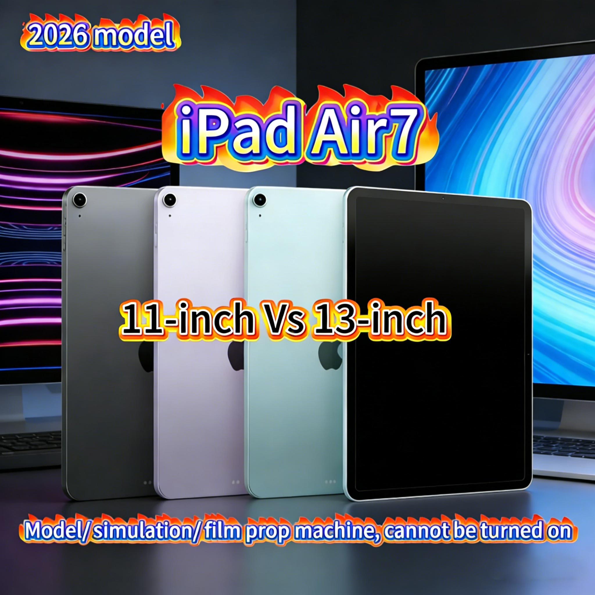 2026 Apple iPad Air 7 features a simulated tablet computer display, designed specifically for presentation purposes.