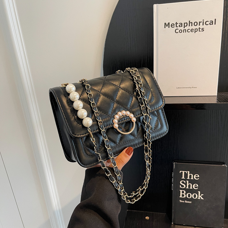 Free Shipping High Value Summer mini 2026 new trendy pearl chain bag for women, versatile white shoulder crossbody bag, cross-border