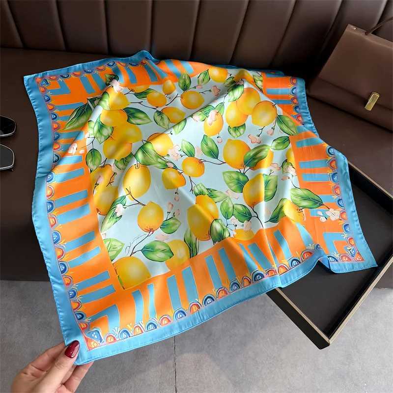 2026 New Lemon Print Silk Square Scarf Wen scarf Soft Satin Kerchief Scarves Fashion Decorate Hijab Fem band X260328