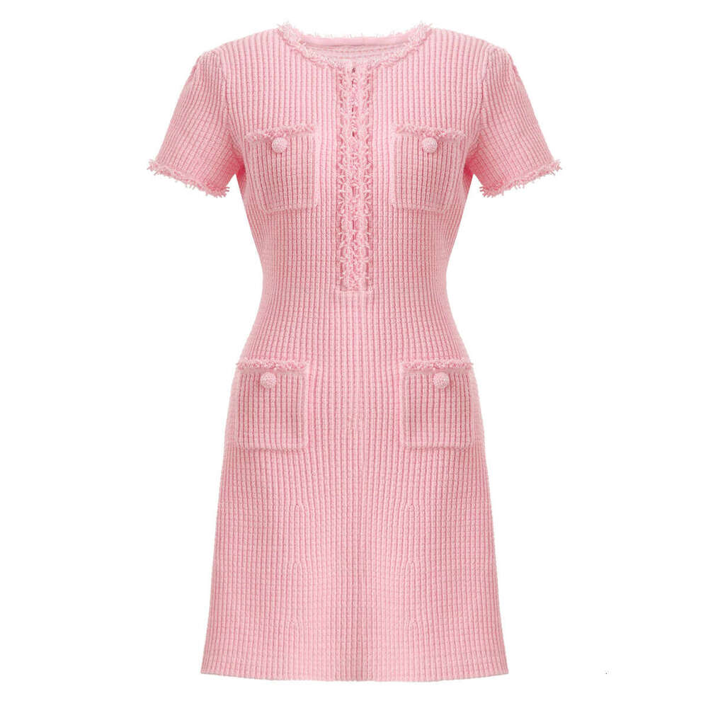 Summer new designer European and American high-quality fashionable knitted e22 bead decoration slim fit A-line skirt 2026