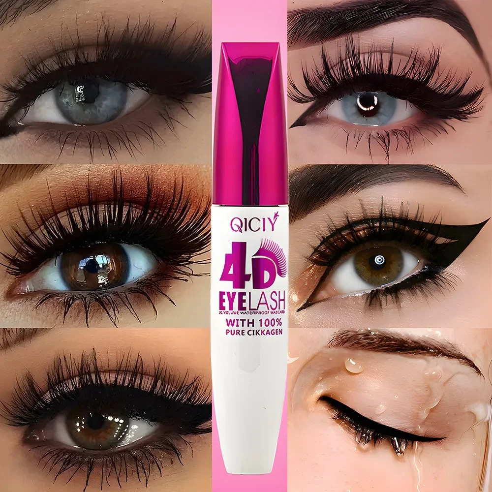 4D Waterproof Curling Mascara Lengthens Eyelashes Black Silk Fiber Lasting Cosmetic No Smudging Female Makeup 260316