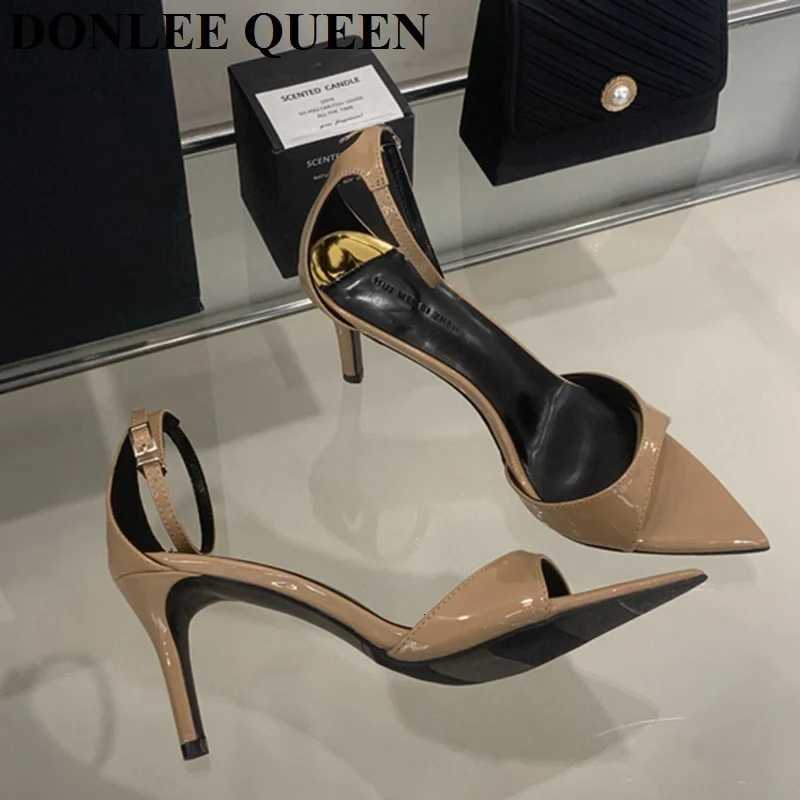 2025 Pointed Toe Women Ankle Strap Sandals Thin High Heels Peep Toe Slides Sandals Shoes Summer Design Fashion Party Dress Pumps Z260330