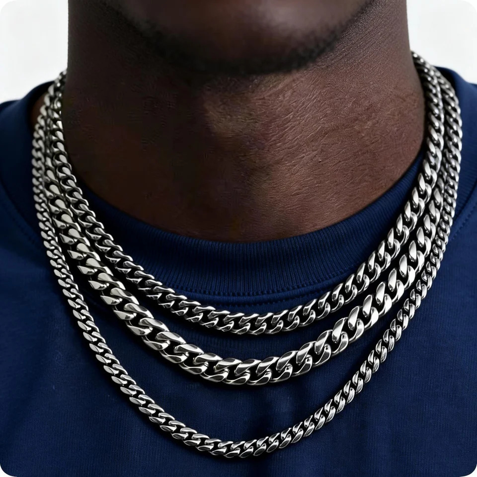 Vintage Chain Necklace for Men Boys357mm Retro Grey Stainless Steel CollarsRock Punk Antique Jewelry Gifts 260327