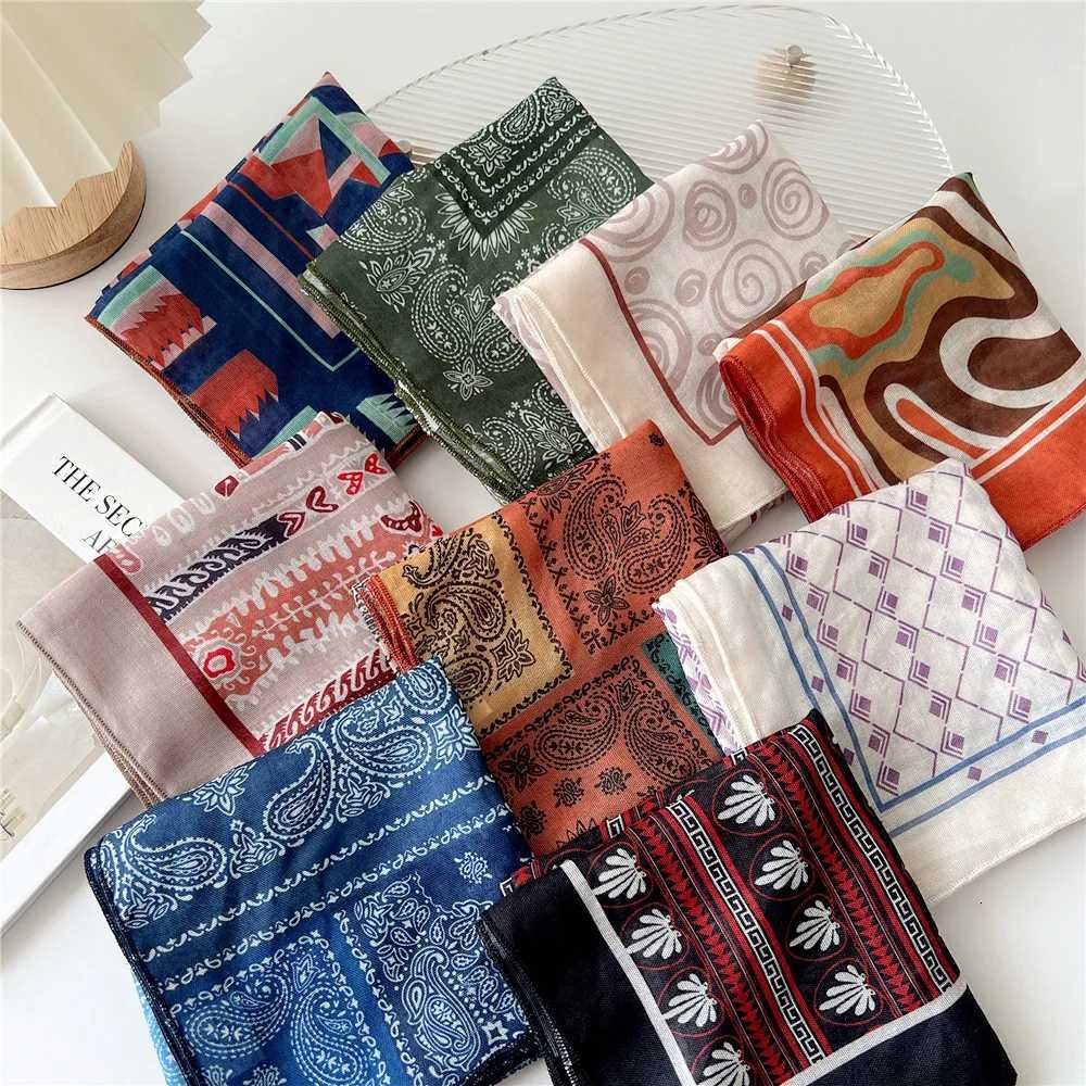 Fashion Cotton Scarf Wen Floral Print Neckerchief Small scarf Hijab Scarves Fem Cute Bandana Scarfs Ladies 55x55cm X260328