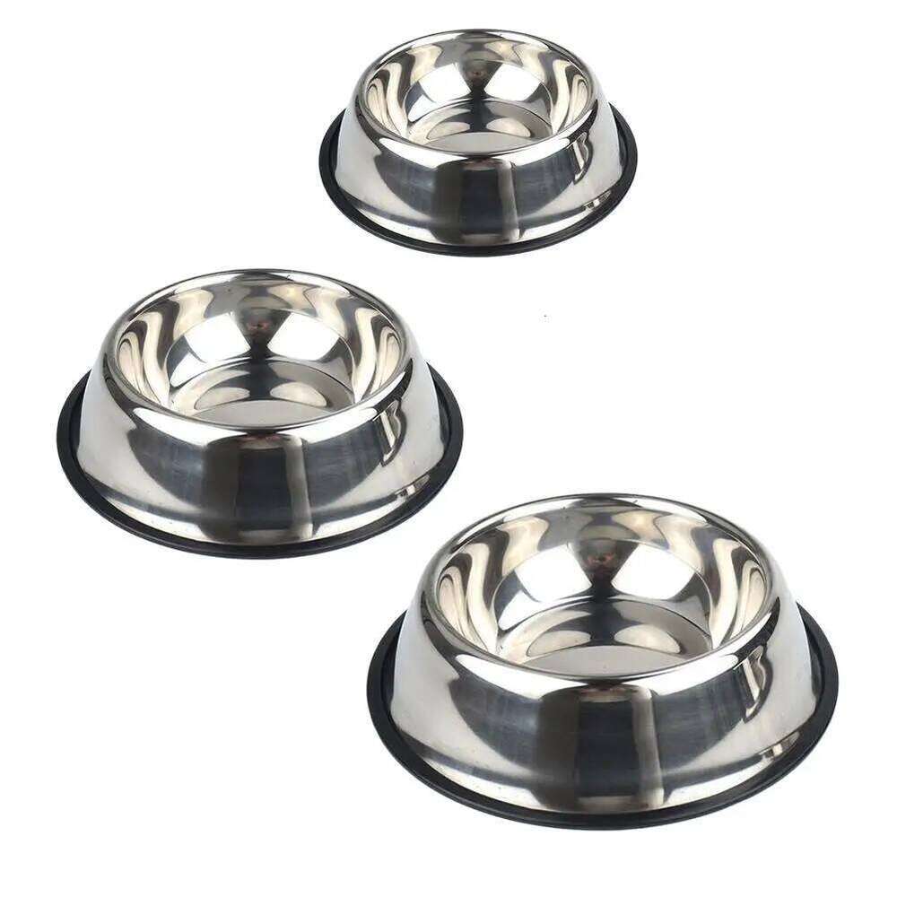 Capacity Steel Pet Feeding Cat and Dog Food Drinking Bowl Feeder Dish for Small Large Dogs Cats 26W0330