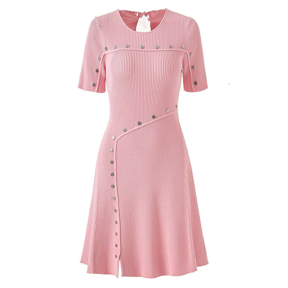 2026 spring/summer designer French A10 niche elegant sweet slim irregular hollow knit dress trend