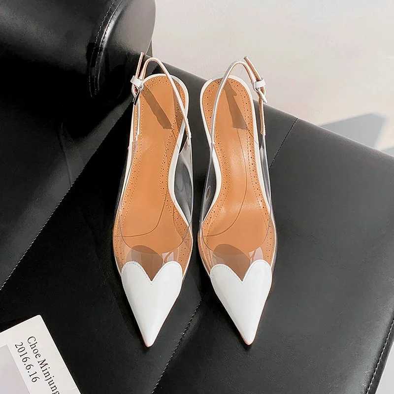 Fashion Heart Design Women Pumps Sexy Pointed Toe Clear High Heels Wedding Prom Shoes PVC Transparent Sandals Party Pumps Z260330