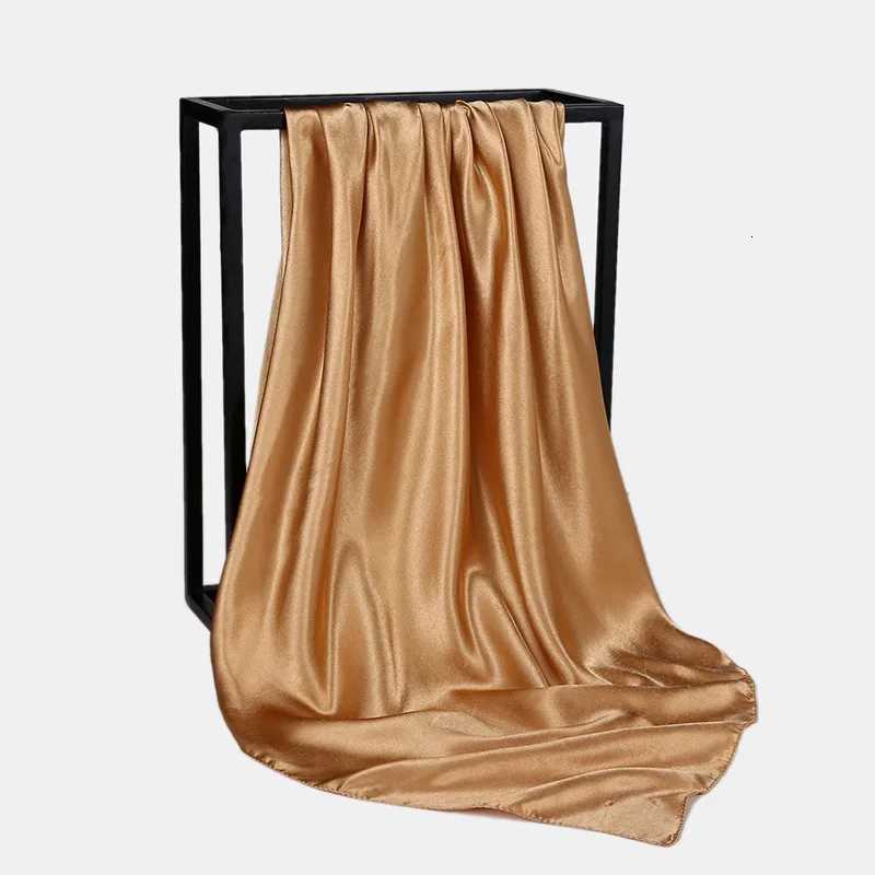 HUISHI Satin Scarf Solid Neckerchief Hijab Scarf For Wen Silk Satin band Hair Scarves 90cm Square Shawls For Lady X260328