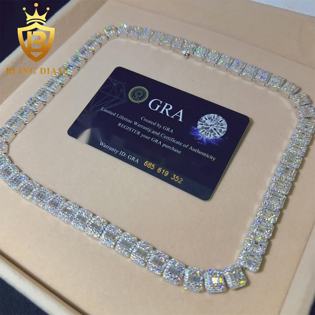 9mm Hip Hop Jewelry Iced Out Moissanite Diamond Sterling Silver 925 Cuban Link Chain Lab Grow Diamond Necklace