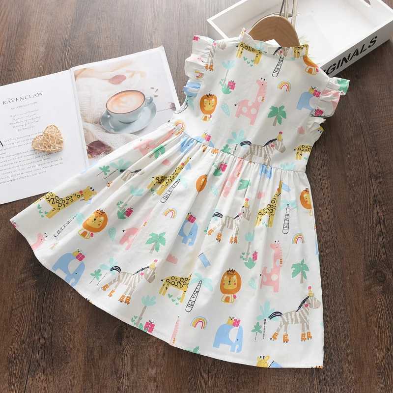 Bear Leader Cartoon Print Baby Girls Princess Dress New Fashion Summer Floral Toddler Kid Party Clothes Children VestidoT260330