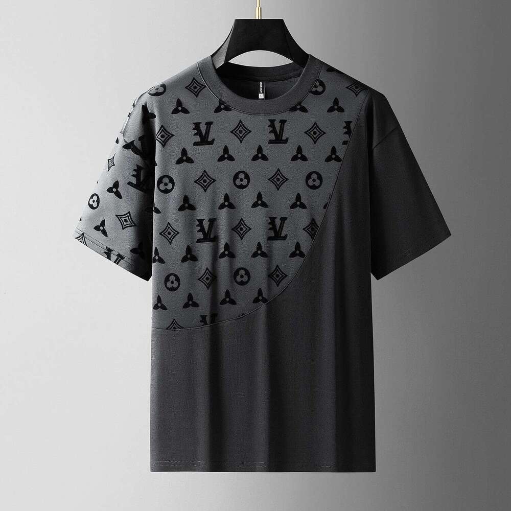 luxury Summer New Fashion European Style Short Sleeve T-Shirt, Trendy Brand Printed Base Shirt, Men's Casual Top