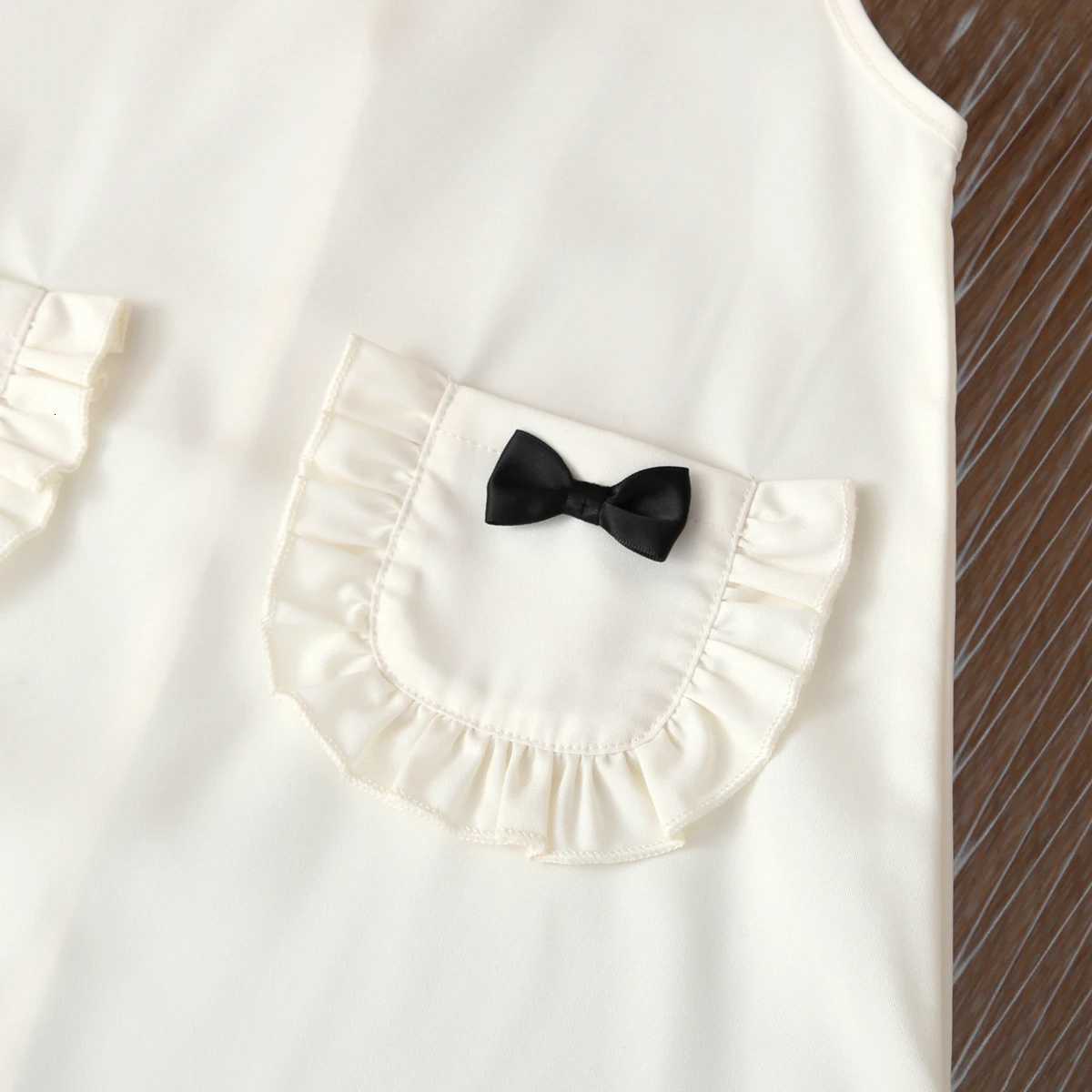 Girl Casual Dress New Fashion Doll-neckline Pocket Bowknot Sleeveless Vest Dress Cute Girls VestidosT260330