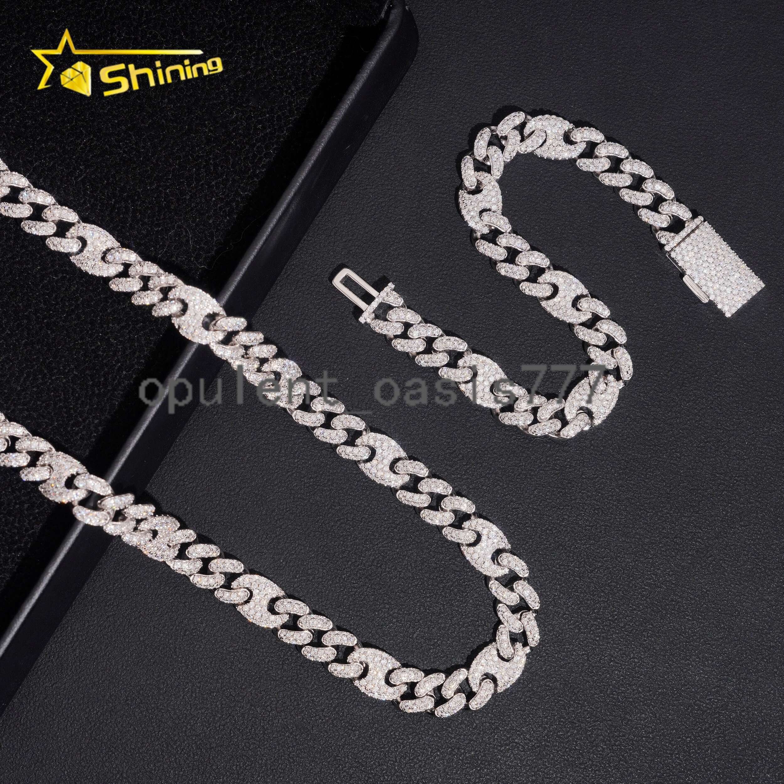 New Design Pig Nose 925 Sterling Silver Chain Hip Hop Jewelry Custom Iced Out Men VVS Moissanite Cuban Chain Link