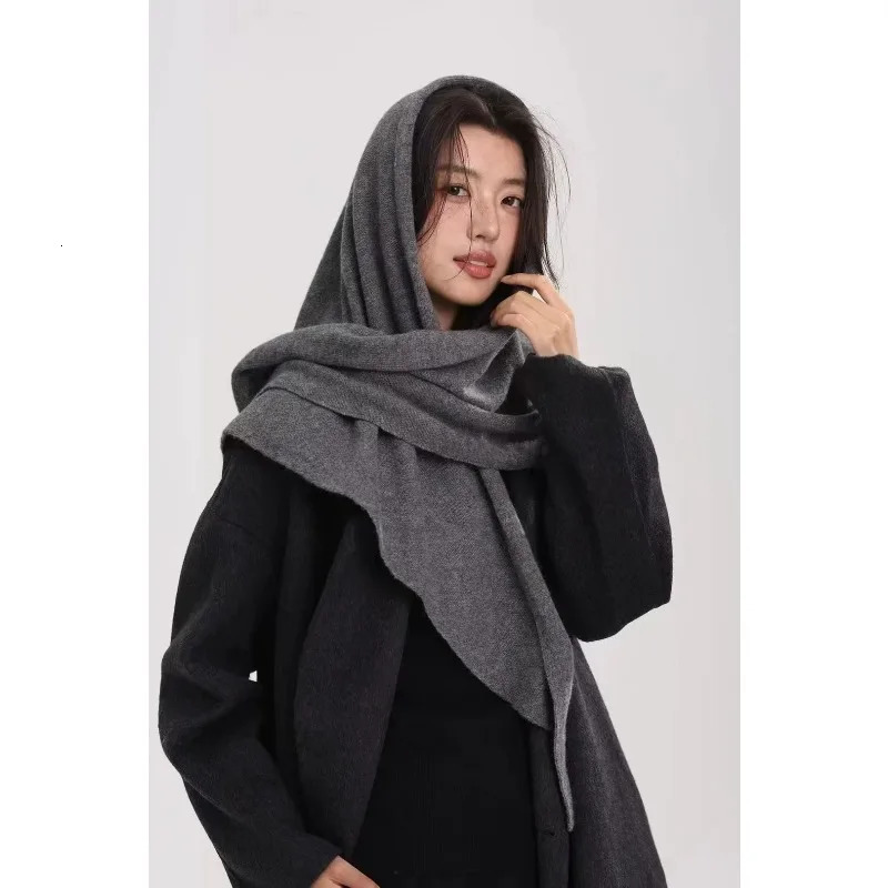 Australian 100 wool large shawl womens autumn and winter concave design warm shoulder protection scarf knitted triangle scarf 260325