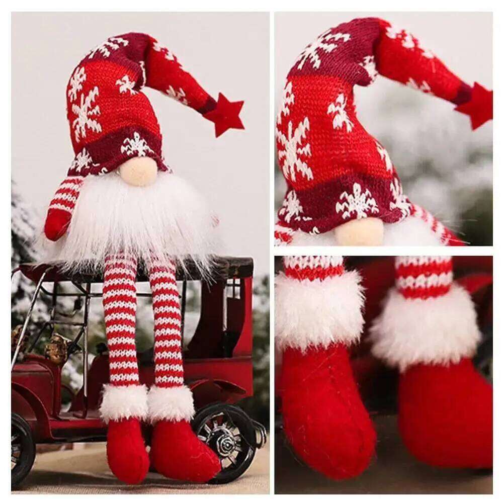 2025 Faceless Doll Gnome Ornaments LED Light Plush Knitting Crafts Tree Pendant Christmas Decorations Home Kids Gift