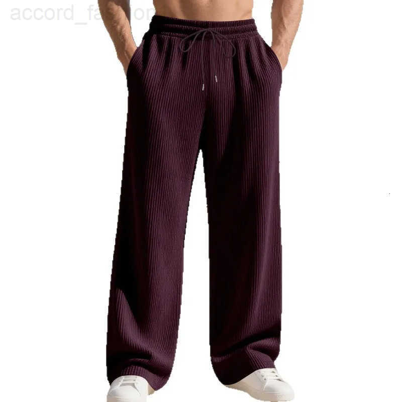 Autumn Winter Heavyweight Loose Mens Pants Casual Ribbed Jacquard Texture Straight Simple Suitable for Daily Wear H260330