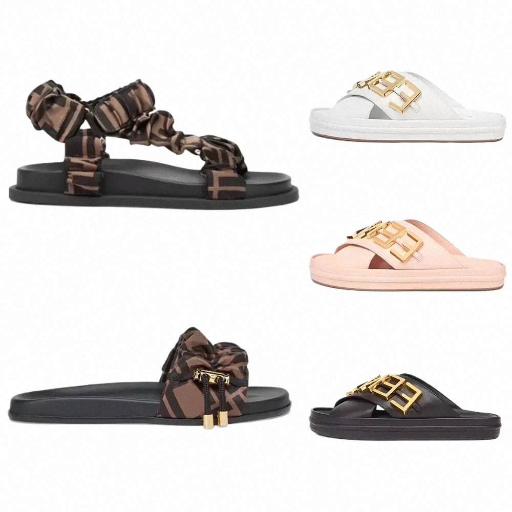summer sandale designers sandals for women fashion slides classic strap buckle flat leather canvas letter rubber slippers beach shoes size 35-45 b7j6#