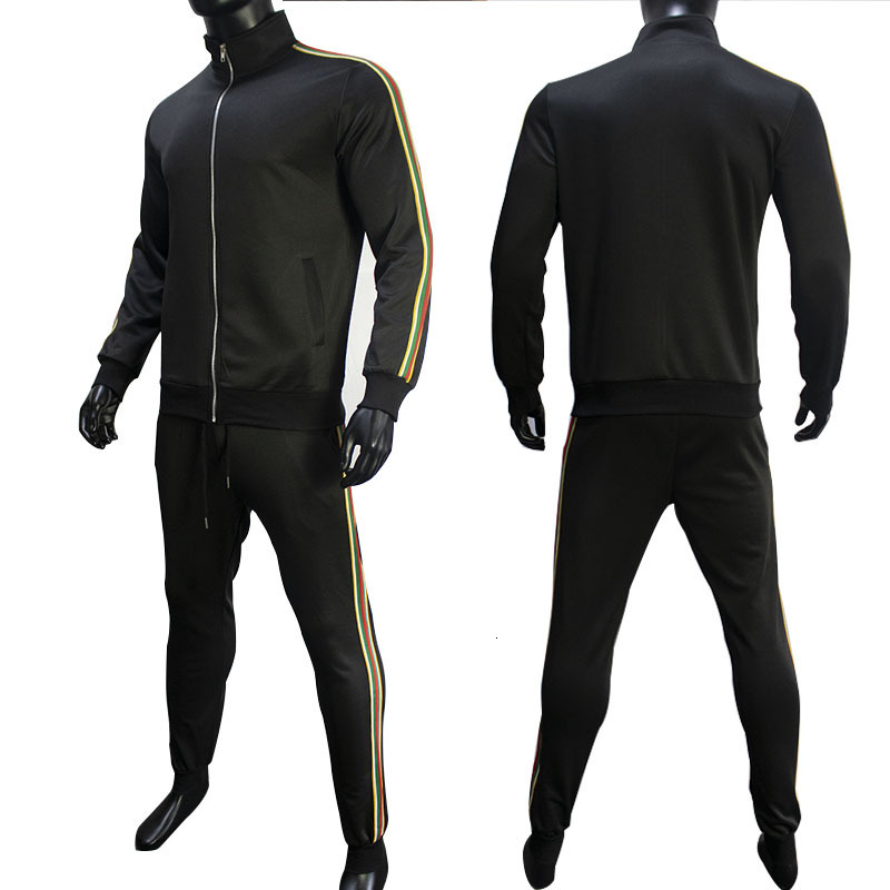 Autumn European Station Men's Two-Piece Set Fashion Casual Versatile Sportswear Brand Tracksuit Autumn Winter Black Loose Fit