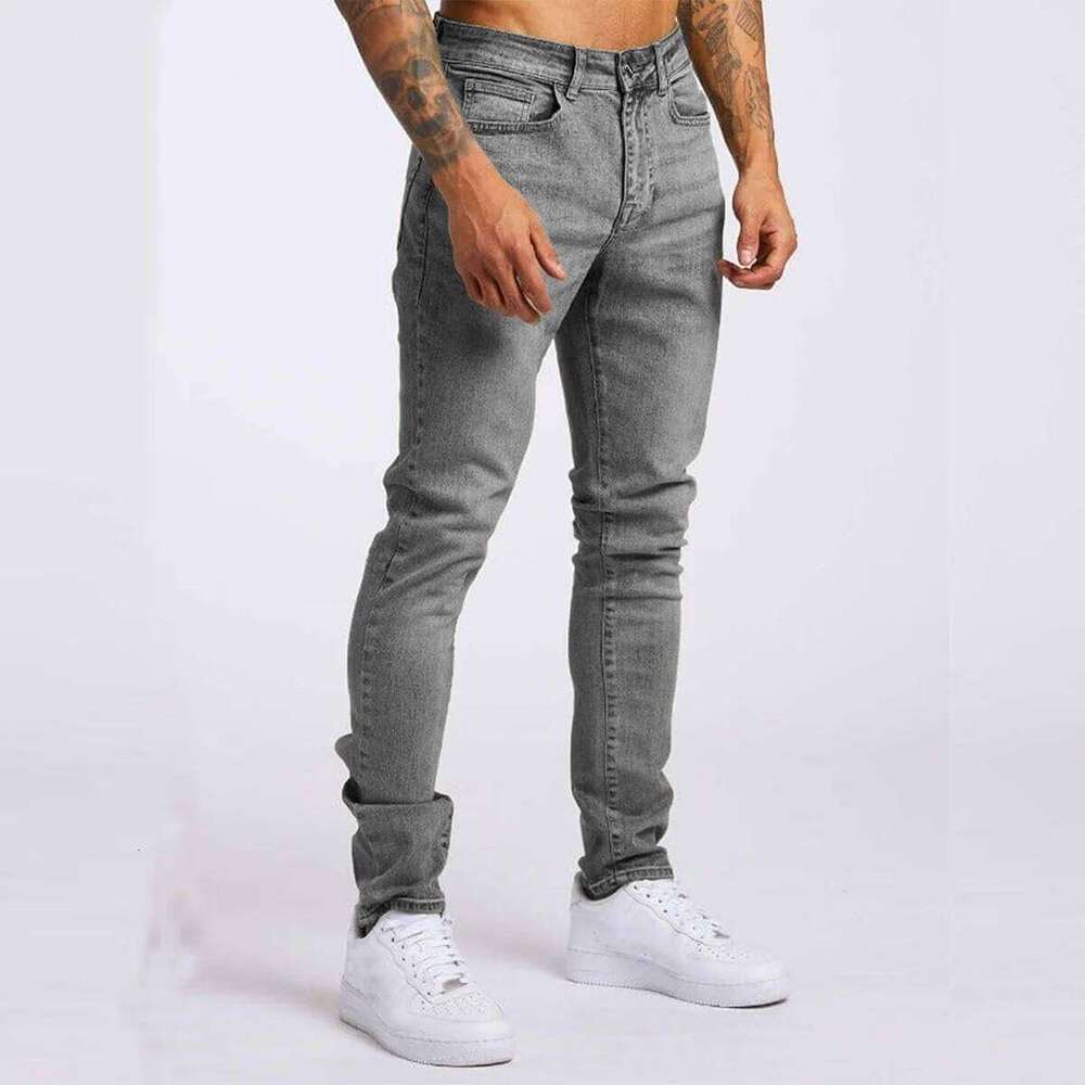 Fashion Street Style Ripped Skinny Jeans Men Vintage wash Solid Denim Trouser Mens Casual Slim fit pencil denim Pants hot sale 26Y0329
