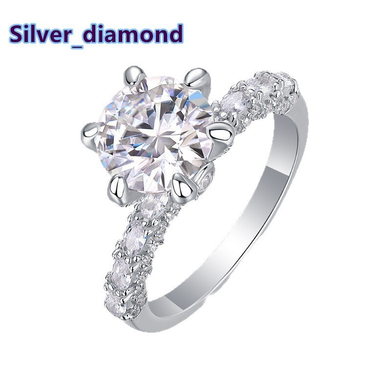 925 Sterling Silver Moissanite Ring Round Brilliant Cut Engagement Eternity Wedding Ring