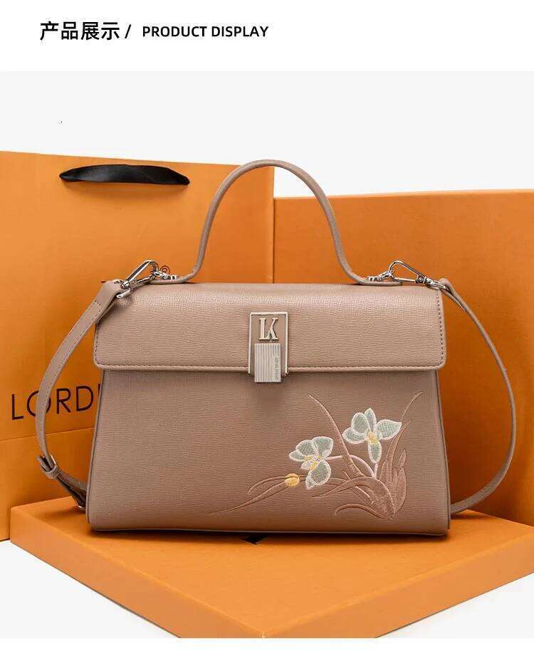 Ladies' One Shoulder Bag Soft New Color Contrasting Embroidered Cross Body Handbag
