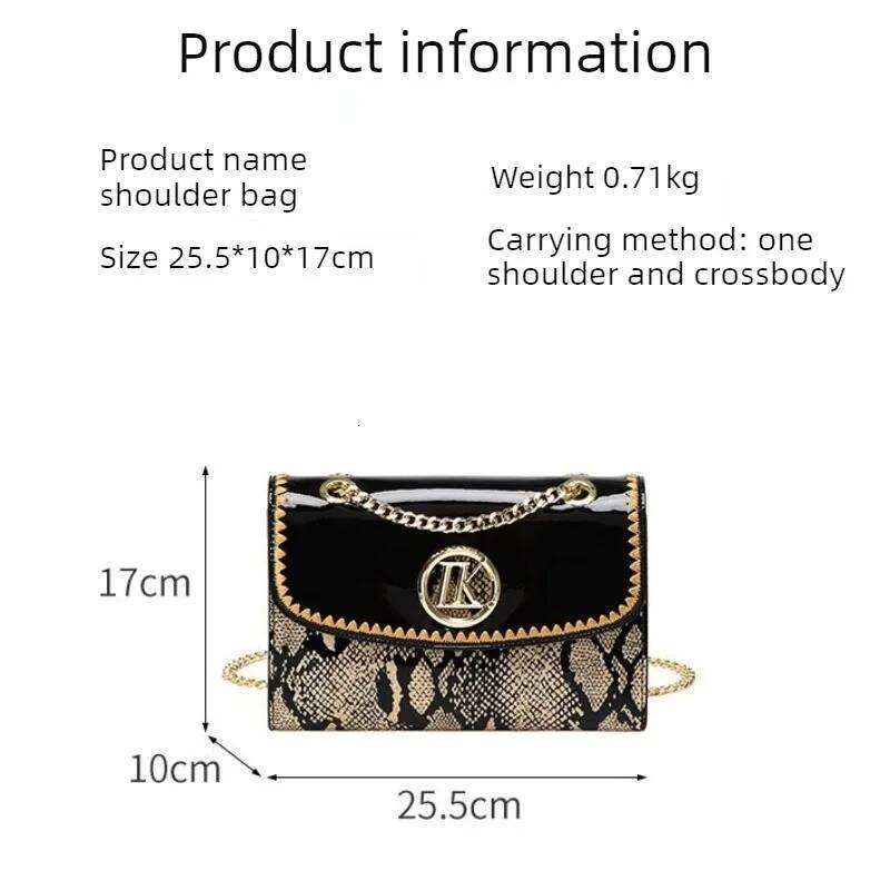 Hot Selling High-End Snake Patterned Shiny Chain Single Shoulder Crossbody Bag, Stylish Women's Bag
