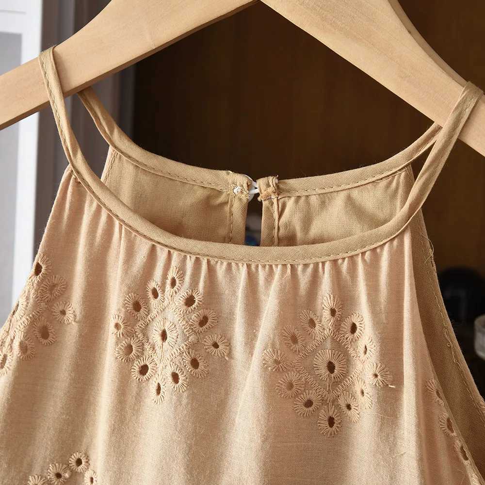 2026 Kids Clothing Korean Dress for Girls Solid Color Lace Hollow-out Suspenders Dresses Plain Cotton Girls Summer ClothesT260330
