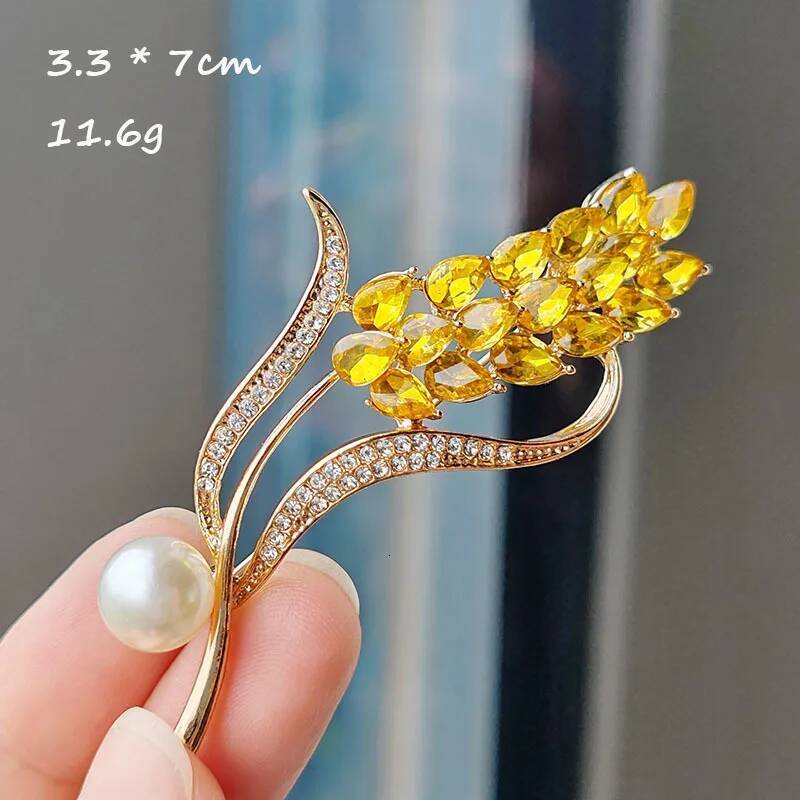 Rhinestone Sunflower Brooches For Women Unisex Enamel Wheat Flower Party Casual Brooch Pin Clothes Office Fashion Jewelry Gifts
