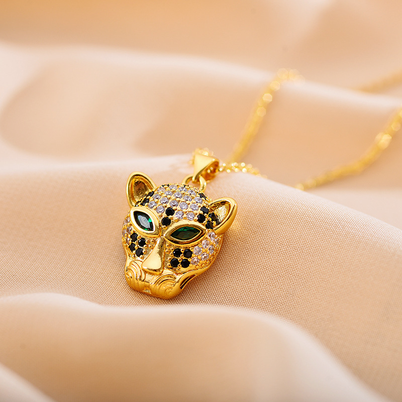 New Designer Necklace for Women Exquisite Cubic Zirconia Leopard Animal Necklace Female Jewelry Gift Panther Gold Plated Necklace Whoelsales Drop Ship