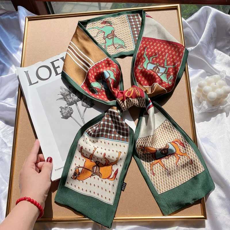 Luxury Design Skinny Silk Scarf Women Fashion Hair Ribbons Headbands Bandana Female Bag Wrist Wrap Neckerchief Foulard Neck Ties Z260330