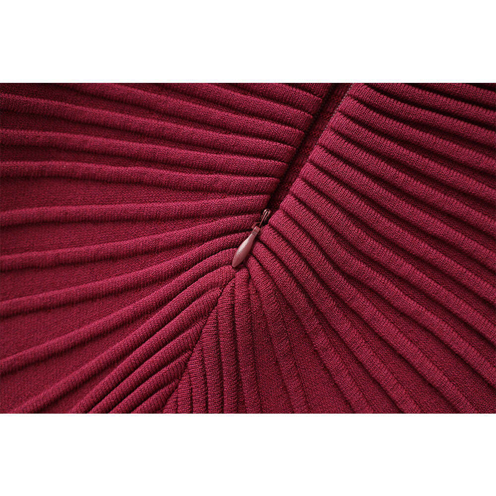 2026 designer high-quality synthetic silk pleated A10 single shoulder sleeveless waistband medium thick knitted fashionable dress