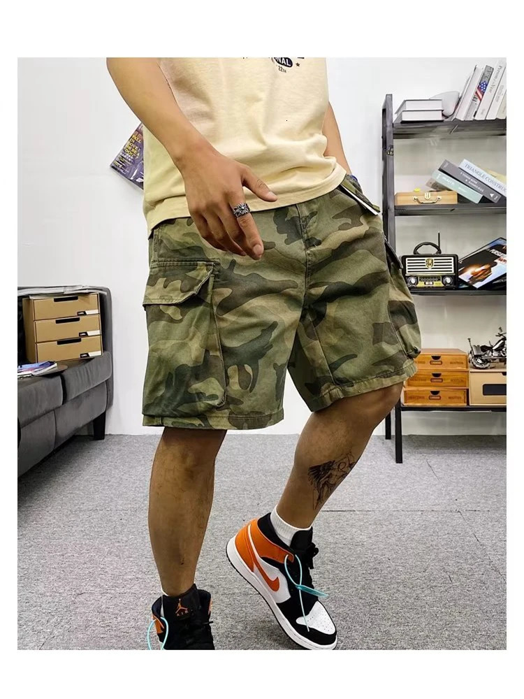 Cargo Shorts Mens Summer Cotton Army Tactical Camouflage Multi-pocket Casual Short Pants Loose Military Shorts Men 260330