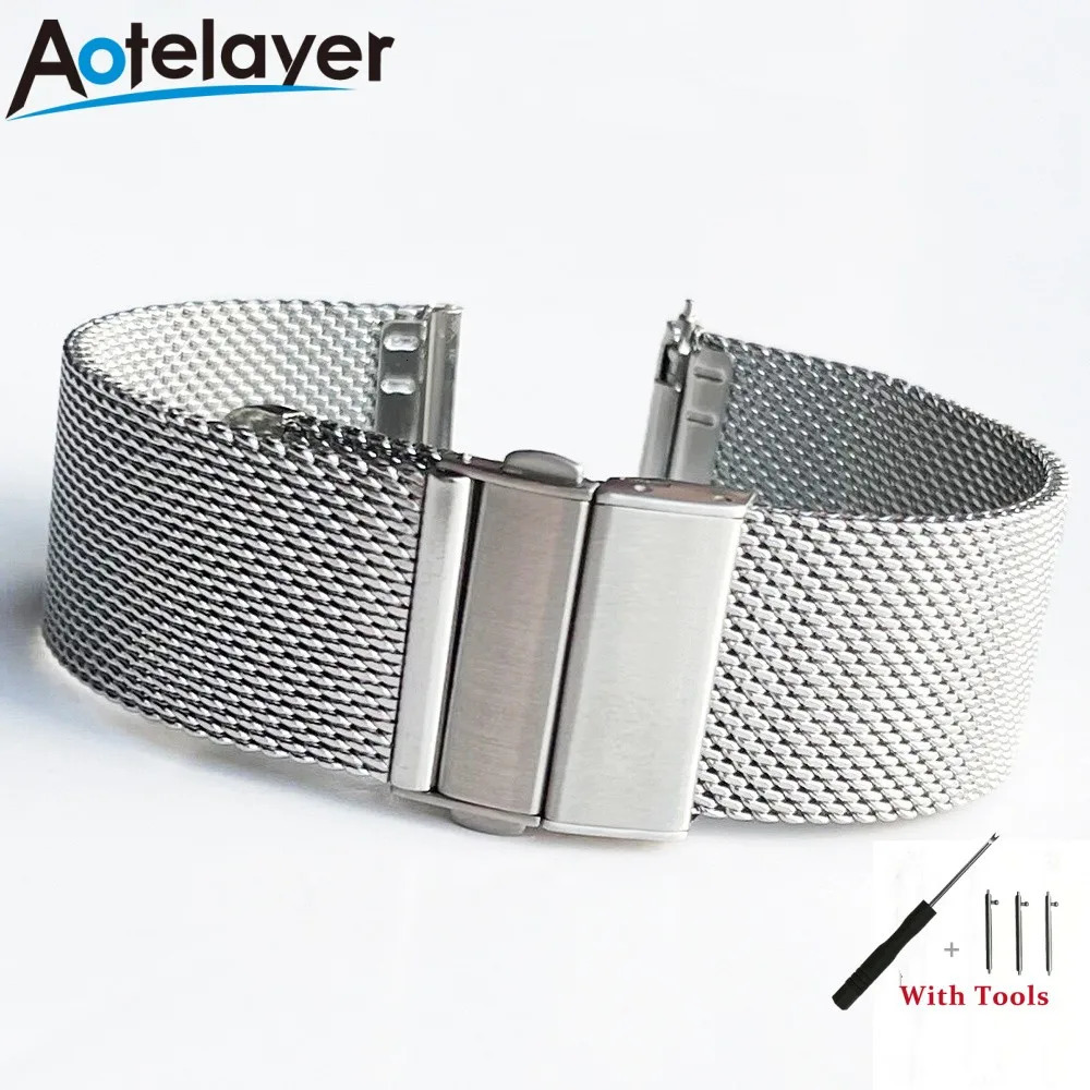 16mm 18mm 20mm 22mm Quick Release Mesh Milanese Loop Watch Band Stainless Steel Metal Folding Buckle Wrist Strap Accessories 260318